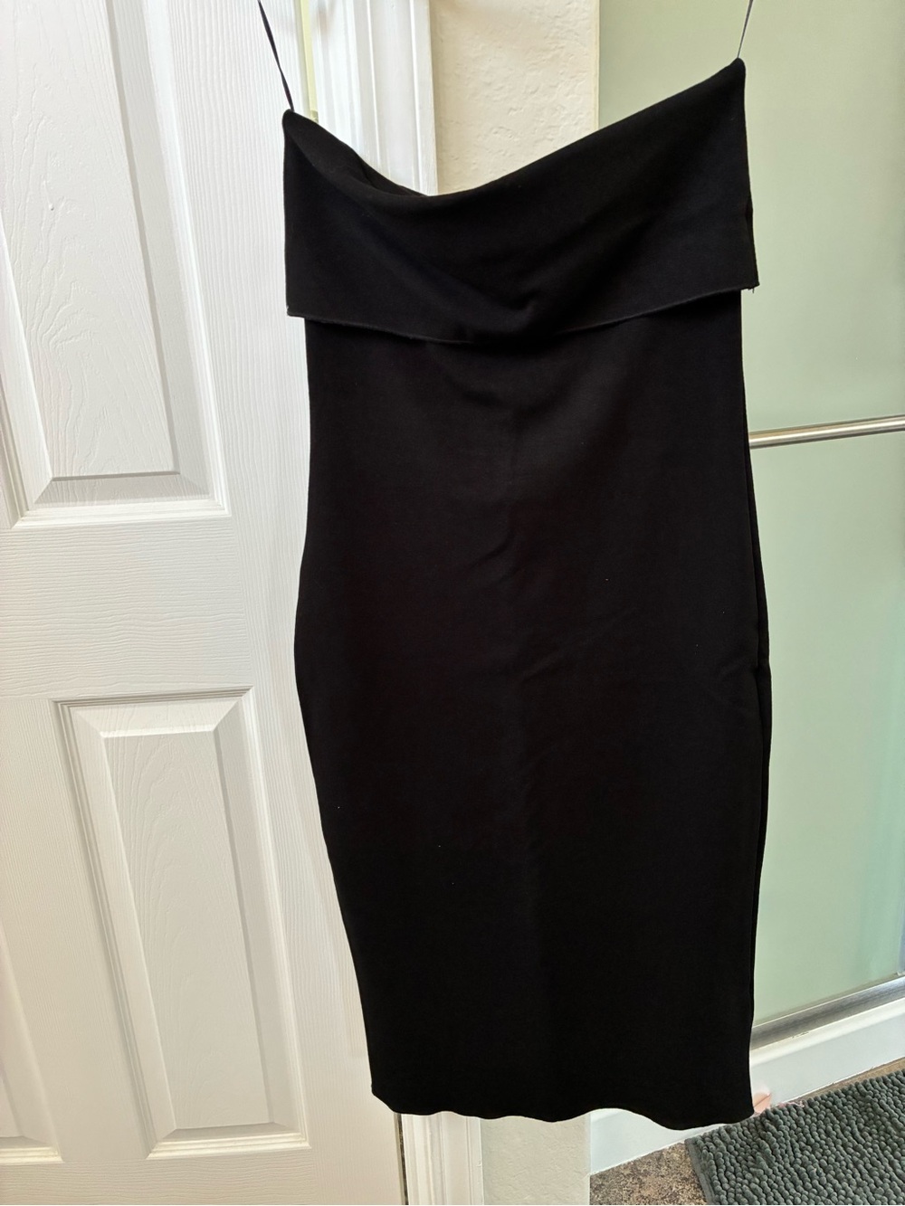 Zara Black Strapless Fold-Over Midi Tube Dress